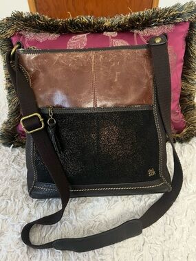Retro Bronze Brown Metallic Leather Crossbody Bag by The Sak